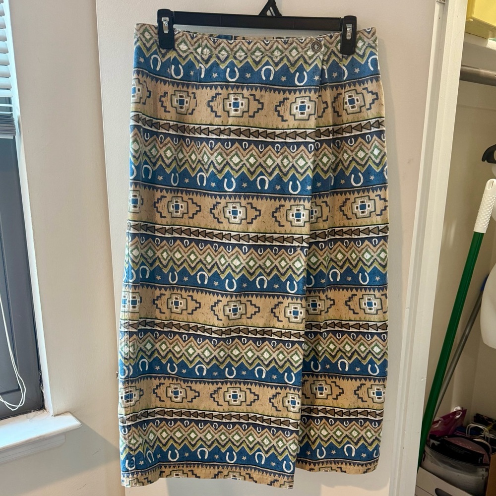 Southwestern Denim Maxi Skirt